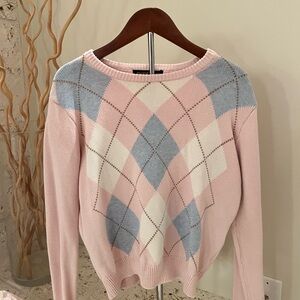 Brandy Melville Pink Argyle Sweater